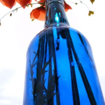 Photography titled "bleu avec fleurs" by Aquartistiq, Original Artwork, Digital Photography