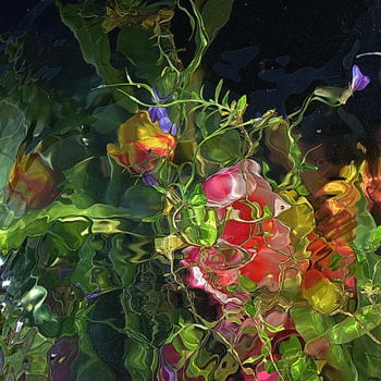 Photographie intitulée "plongée de fleurs" par Aquartistiq, Œuvre d'art originale, Photographie numérique