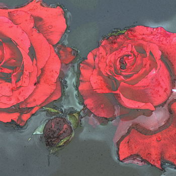 Photographie intitulée "deux roses" par Aquartistiq, Œuvre d'art originale, Photographie numérique