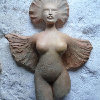 Sculpture titled ""Femme ange", terre…" by Marie Ruiz, Original Artwork, Ceramics