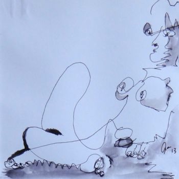 Drawing titled "Le repos de Diane (…" by Ara Bohcali, Original Artwork, Ink