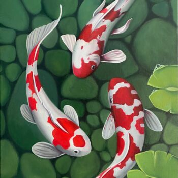 绘画 标题为“Fishes” 由Ara Gasparyan, 原创艺术品, 油 安装在木质担架架上