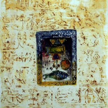 Painting titled "muro e simboli" by Yacob Ibrahim, Original Artwork