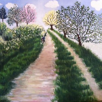 Painting titled "Le chemin" by Aravny Kalfayan Freiss, Original Artwork, Gouache