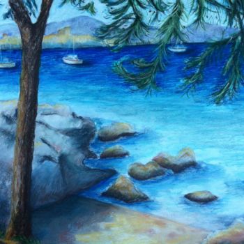 Painting titled "Vue mer" by Aravny Kalfayan Freiss, Original Artwork, Pastel