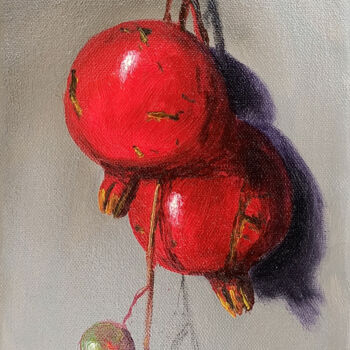 Painting titled "Ruby of the Orchard…" by Arayik Muradyan, Original Artwork, Oil Mounted on Wood Stretcher frame