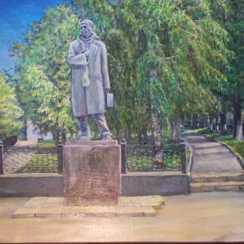 Painting titled "The monument of poe…" by Artyom Ukhov, Original Artwork, Oil