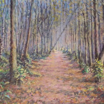 Peinture intitulée "In the autumn park" par Artyom Ukhov, Œuvre d'art originale, Acrylique
