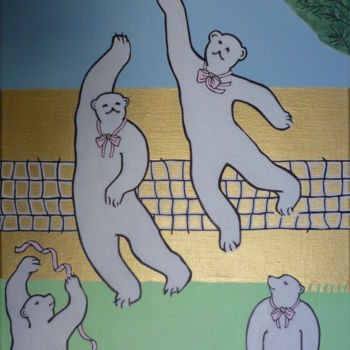 Malerei mit dem Titel "SUN SOCCER-1" von Arbo, Original-Kunstwerk, Acryl