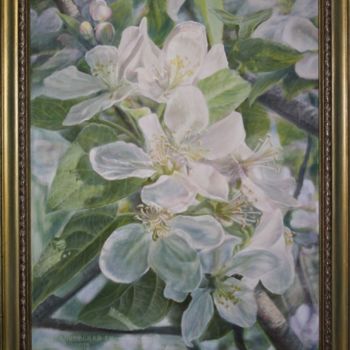 Schilderij getiteld "Цветы яблони." door Tabachkovskaia, Origineel Kunstwerk, Acryl