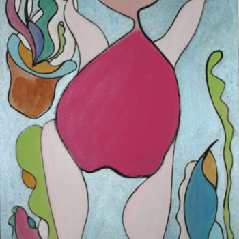 Painting titled "donna" by Arcangelo Gentile, Original Artwork, Acrylic