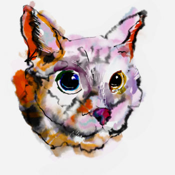 Arte digital titulada "Cat head" por Irina Yazeva, Obra de arte original, Pintura Digital