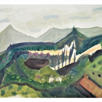 Peinture intitulée "Paysage de la Drôme" par Giulia Archer, Œuvre d'art originale, Huile Monté sur Autre panneau rigide