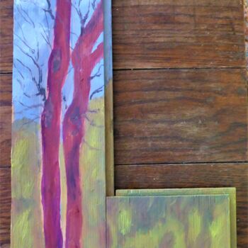 Painting titled "arbres imaginaires 5" by Giulia Archer, Original Artwork, Oil