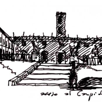 Drawing titled ""Campidoglio"" by José María Rubio Anaya, Original Artwork