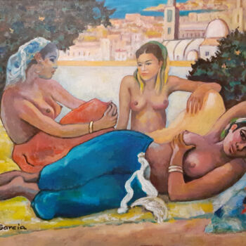 Pintura intitulada "Nus orientaux" por Claude Garcia, Obras de arte originais, Acrílico