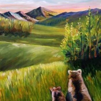 Painting titled "Pair of bears, pare…" by A. R. Dosantos, Original Artwork, Oil