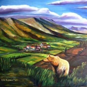 Painting titled "Bear in the mountai…" by A. R. Dosantos, Original Artwork