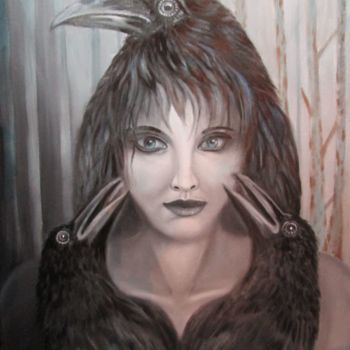 Painting titled "The crows" by Alix, Original Artwork, Oil