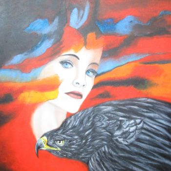 Peinture intitulée "Black Eagle" par Alix, Œuvre d'art originale, Huile