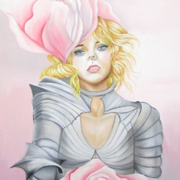 Schilderij getiteld "La rose et l'armure" door Alix, Origineel Kunstwerk, Olie
