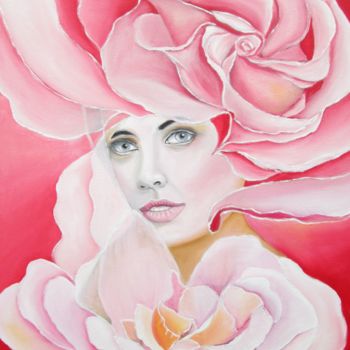 Painting titled "Murmures de rose" by Alix, Original Artwork, Oil