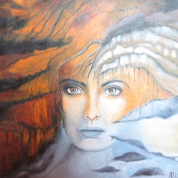 Painting titled "In the cave" by Alix, Original Artwork, Oil
