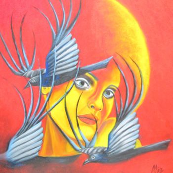 Peinture intitulée "A tire d'aile" par Alix, Œuvre d'art originale, Huile