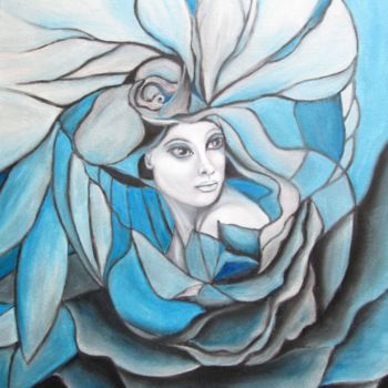 Peinture intitulée "Blue mystery 2" par Alix, Œuvre d'art originale, Huile