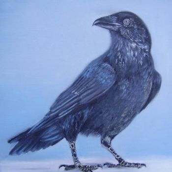 Peinture intitulée "Le corbeau" par Alix, Œuvre d'art originale, Huile