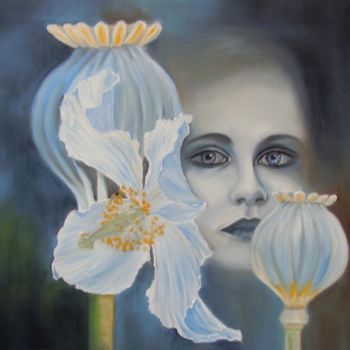 Malerei mit dem Titel "Poppy seed" von Alix, Original-Kunstwerk, Öl
