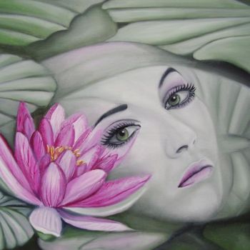 Painting titled "Lotus flower" by Alix, Original Artwork, Oil