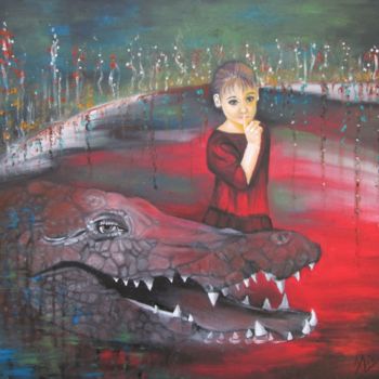 Painting titled "The little girl of…" by Alix, Original Artwork, Oil