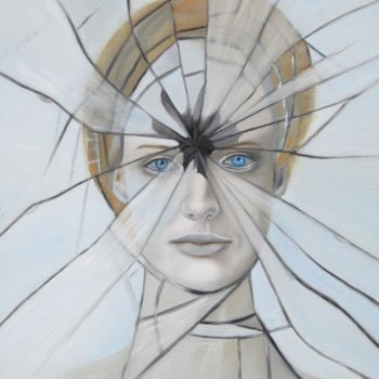Painting titled "The broken mirror..." by Alix, Original Artwork, Oil