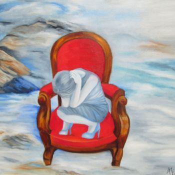 Malerei mit dem Titel "The red armchair, a…" von Alix, Original-Kunstwerk, Öl