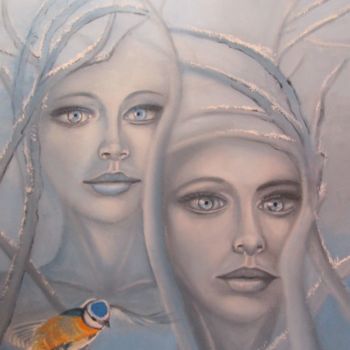 Painting titled "Les soeurs de l'hiv…" by Alix, Original Artwork, Oil