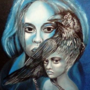 Pittura intitolato "The raven" da Alix, Opera d'arte originale, Olio