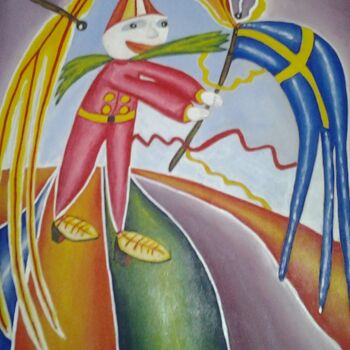 Pittura intitolato "Pagliaccio" da Arduino Rossi, Opera d'arte originale, Acrilico Montato su Altro pannello rigido