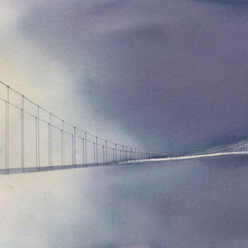 Malerei mit dem Titel "Bridge" von Anna Aredova, Original-Kunstwerk, Aquarell