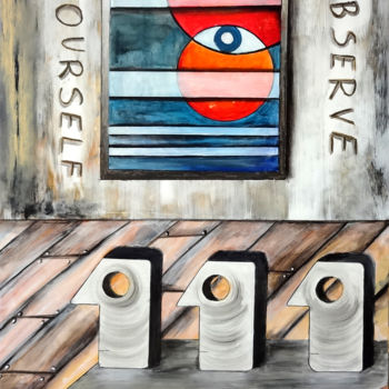 Schilderij getiteld "Observe Yourself" door Arkadiusz Kulesza, Origineel Kunstwerk, Acryl