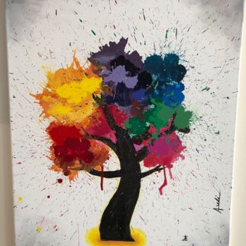 Painting titled "Árbol" by Yerba Leon, Original Artwork, Acrylic