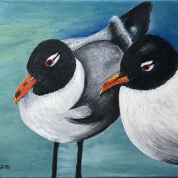 Painting titled "Birds" by Yerba Leon, Original Artwork, Oil