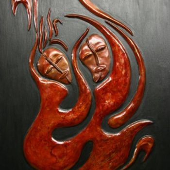 Sculpture titled "FLAMME EN CLO" by Aremaï, Original Artwork, Mixed Media