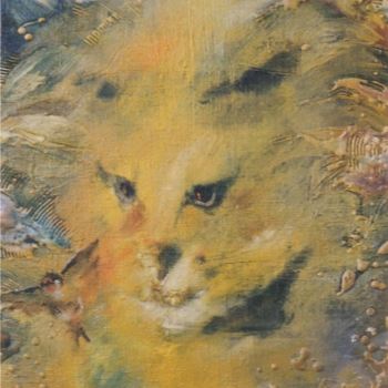 Картина под названием "Охотница (кошачья ж…" - Ольга Мочалова, Подлинное произведение искусства, Масло