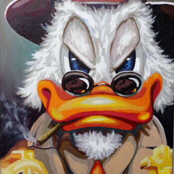 Painting titled "Scrooge McDuck" by Areva, Original Artwork, Oil