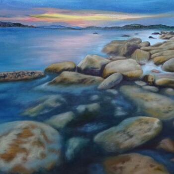 Painting titled "Sea ​​sunset" by Areva, Original Artwork, Oil