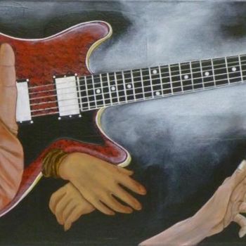 Painting titled "Guitare rock" by Marina Argentini, Original Artwork, Acrylic