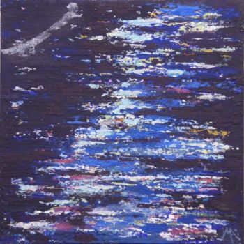 Painting titled "Coulée bleue" by Marina Argentini, Original Artwork, Pigments