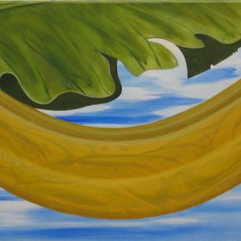 Painting titled "Pirogue" by Marina Argentini, Original Artwork, Acrylic Mounted on Wood Stretcher frame