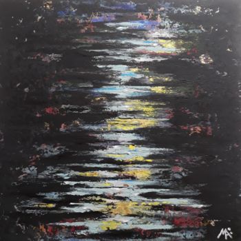 Painting titled "Crépuscule" by Marina Argentini, Original Artwork, Acrylic Mounted on Wood Stretcher frame